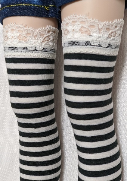 2色*レース付*ボーダーオーバーニーソックス