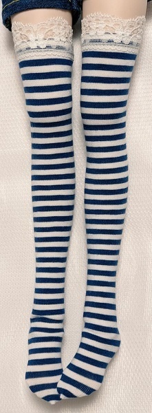 2色*レース付*ボーダーオーバーニーソックス