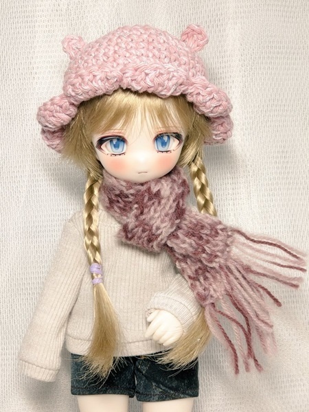 【手編み】小＊マフラー（tinyFox 幼SD ぬい）