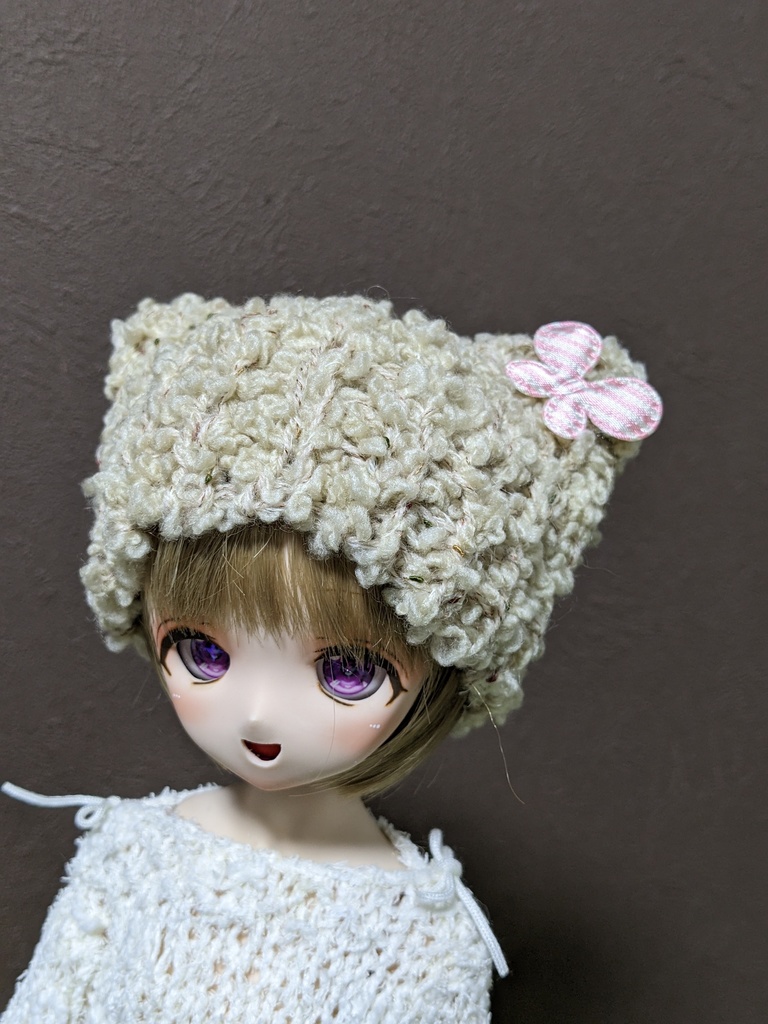 2色【ぬい&ドール共通】ねこみみ*ニット帽*もこもこタイプ