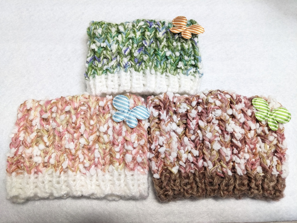 3種【ぬい＆ドール共通】ねこみみ＊ニット帽＊リボンネップ系