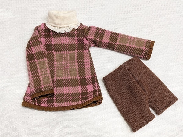 ピンクチェック*フリルチュニックワンピ