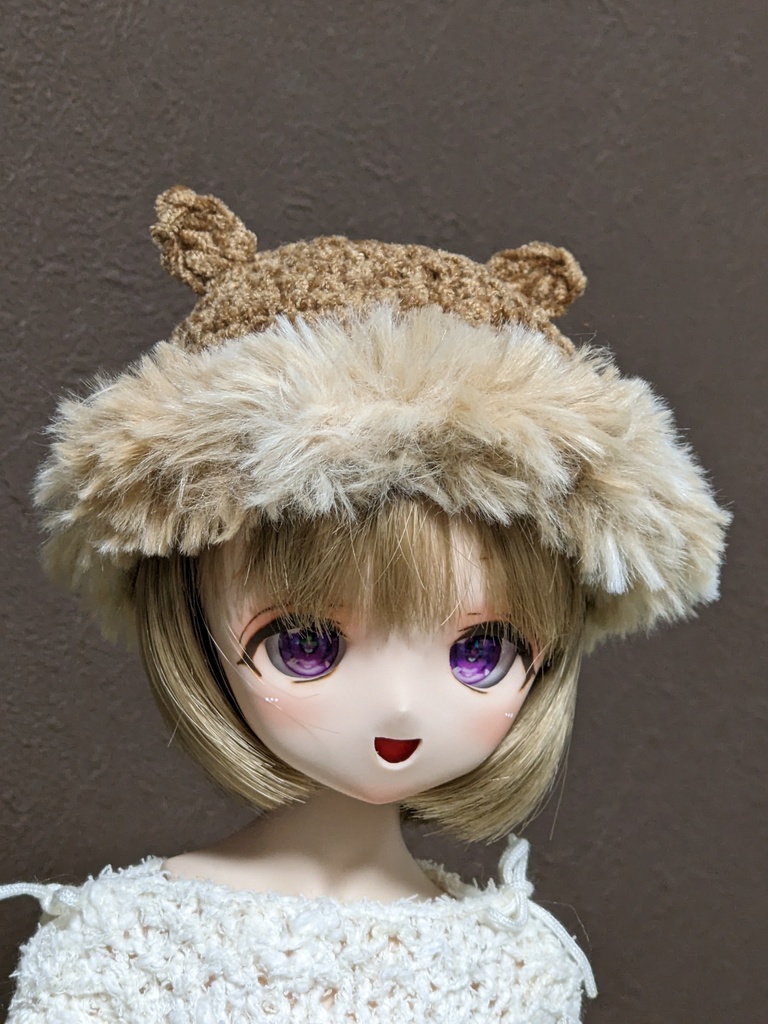 【2size】クマふわ帽子（茶系）