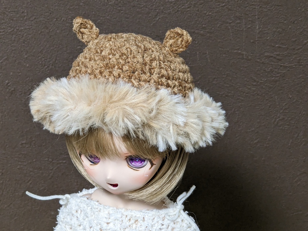 【2size】クマふわ帽子(茶系)