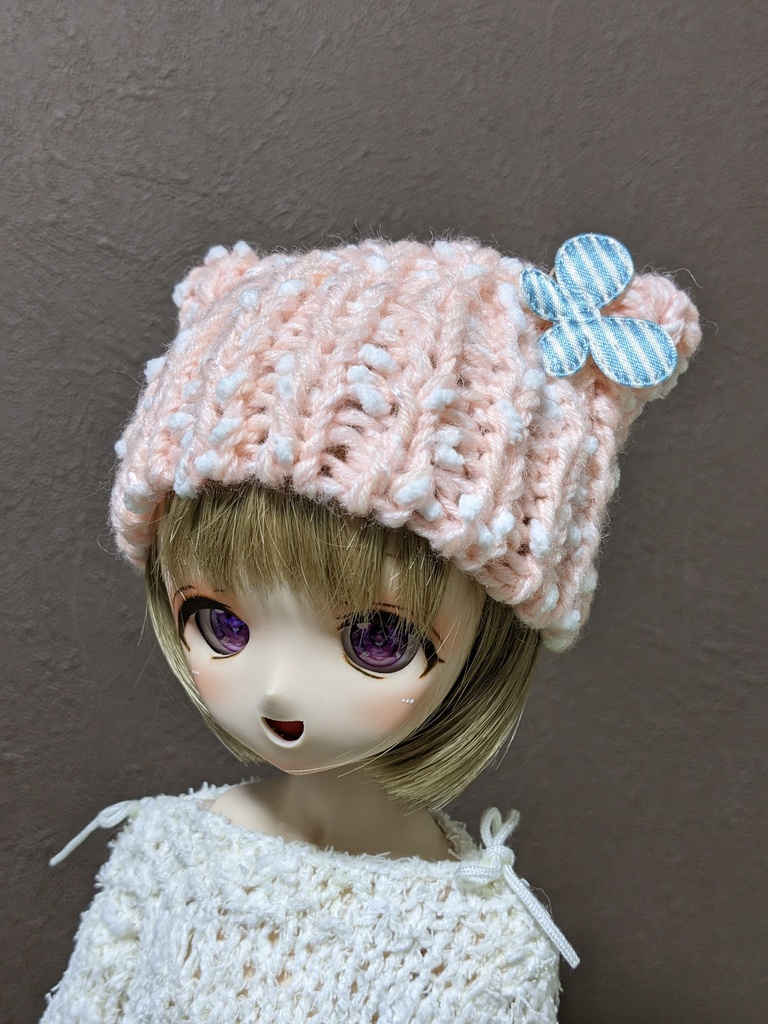 【ぬい&ドール共通】【5色】ねこみみ*ニット帽*雪ん子ネップタイプ