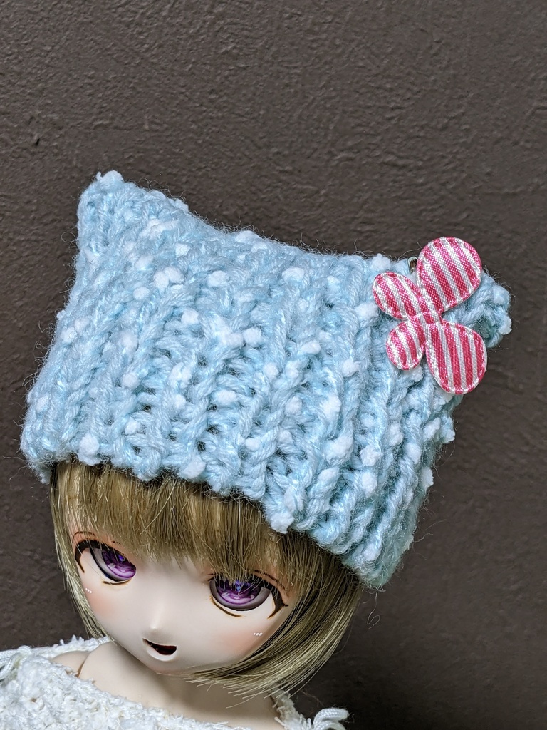 【ぬい&ドール共通】【5色】ねこみみ*ニット帽*雪ん子ネップタイプ
