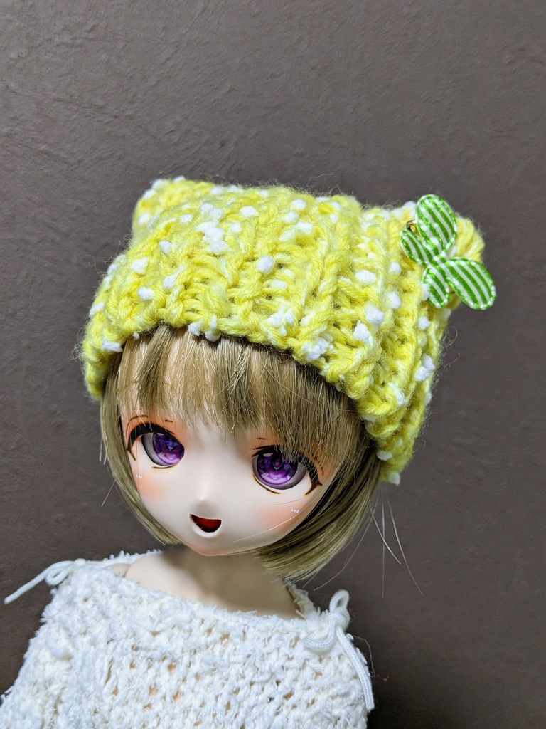 【ぬい＆ドール共通】【5色】ねこみみ＊ニット帽＊雪ん子ネップタイプ