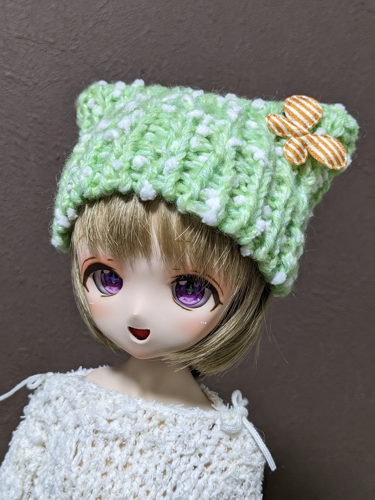 【ぬい&ドール共通】【5色】ねこみみ*ニット帽*雪ん子ネップタイプ