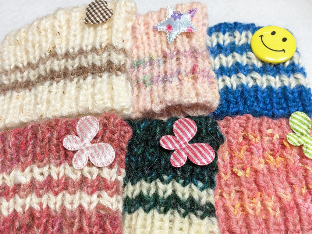 13種【ぬい＆ドール共通】ねこみみ＊ニット帽＊ボーダータイプ