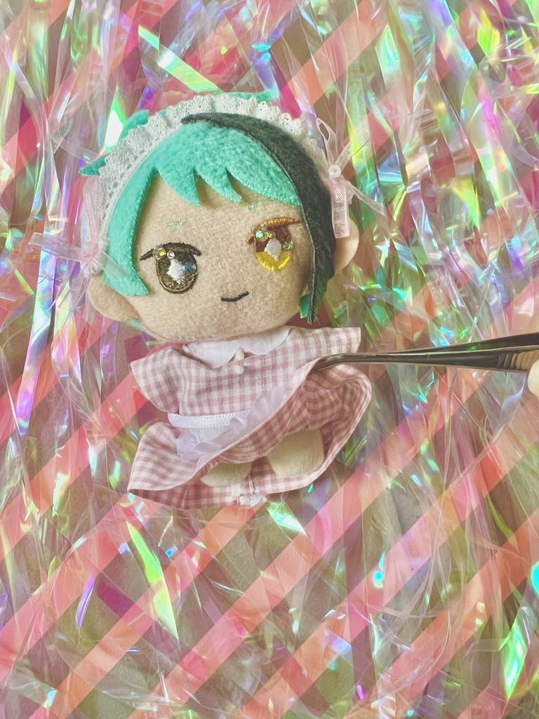 10センチぬい ギンガムチェックメイド服セット