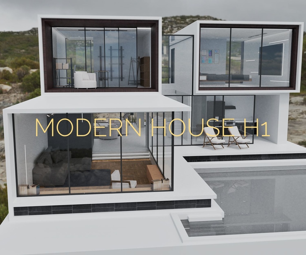 3Dモデル [Modern House M1]