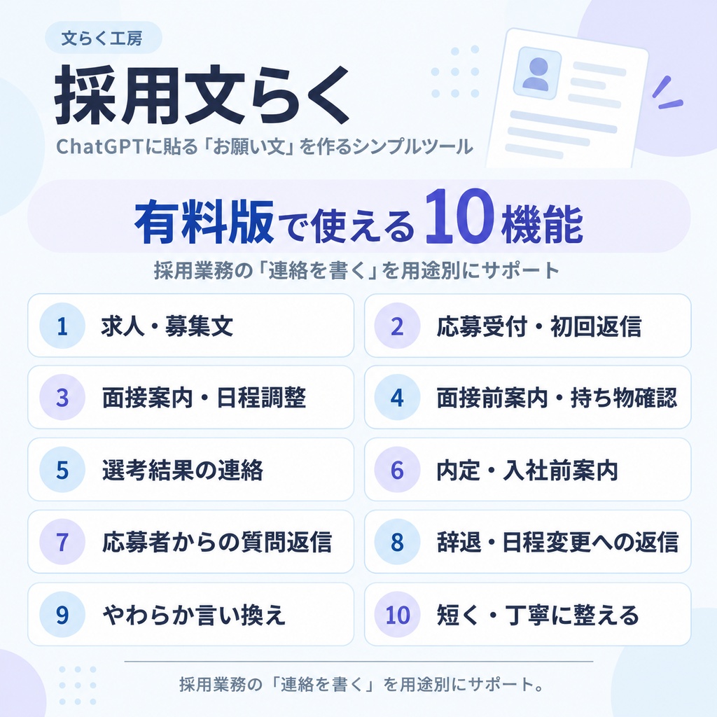 採用文らく|求人・採用担当者向け文章作成サポートツール【無料お試し版あり】
