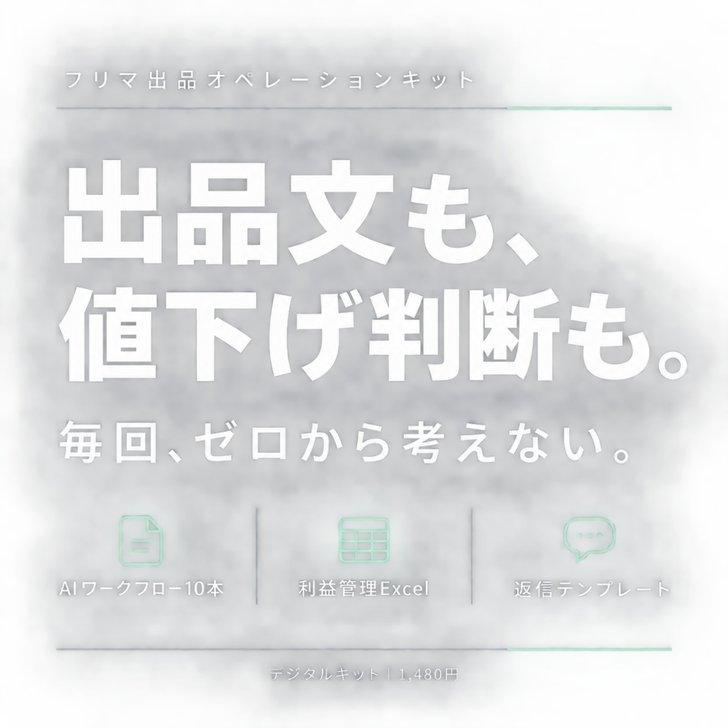 フリマ出品オペレーションキット｜説明文・値下げ下限・利益管理