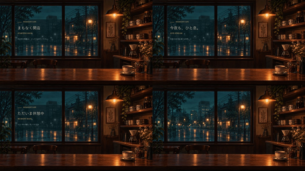 【無料版あり】雨の深夜喫茶|動く動画・配信背景|YouTube・作業用BGM・雑談/20秒ループ