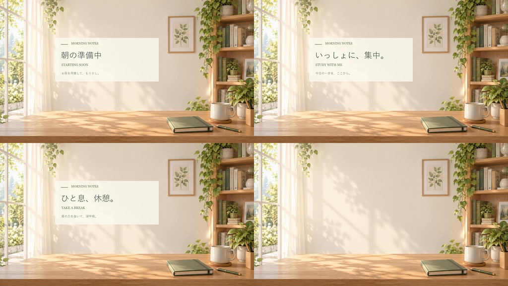 【無料版あり】朝のひだまり書斎|動く動画・配信背景|YouTube・勉強・朝活・作業用/20秒ループ