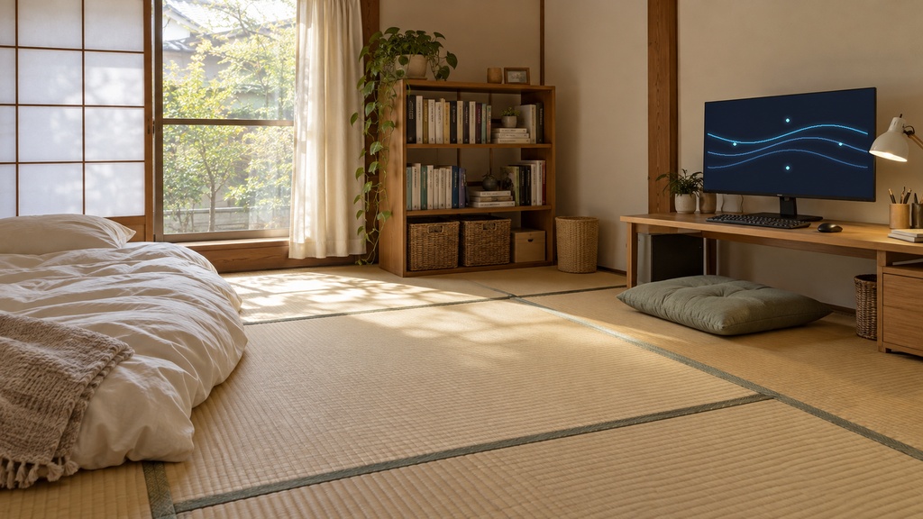 【無料版あり】畳の実家の配信部屋|横型16:9・動く10秒ループ背景|A-11