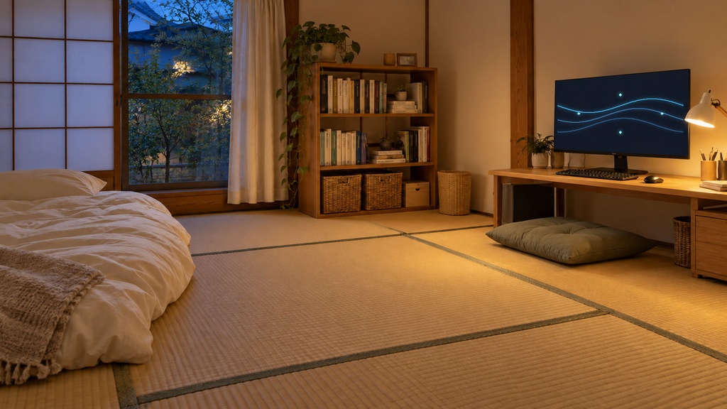 【無料版あり】夕暮れの和室配信部屋|横型16:9・動く10秒ループ背景|A-12