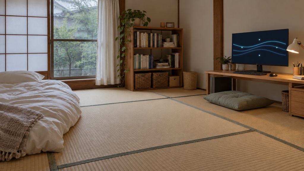 【無料版あり】雨の日の和室配信部屋|横型16:9・動く10秒ループ背景|A-13