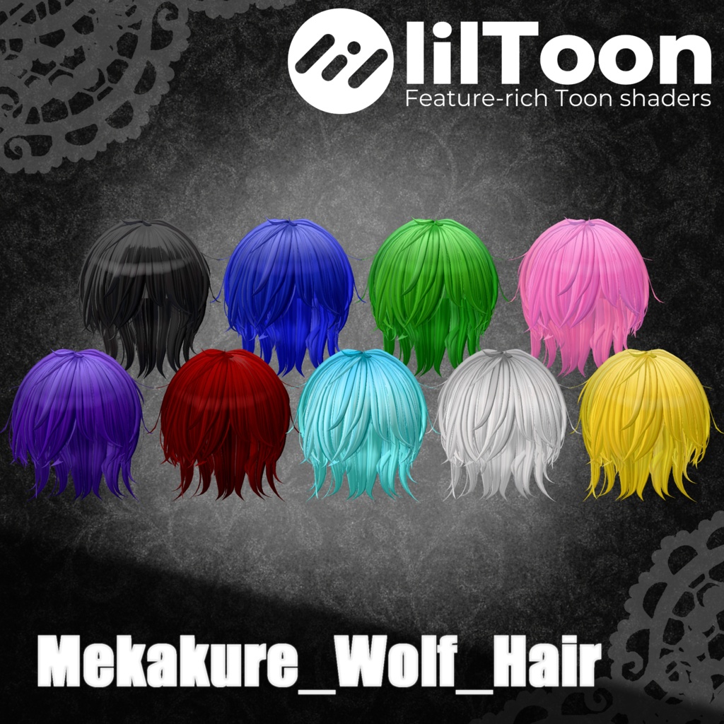 【12アバター対応予定】Mekakure_Wolf_Hair【VRC-Hair】