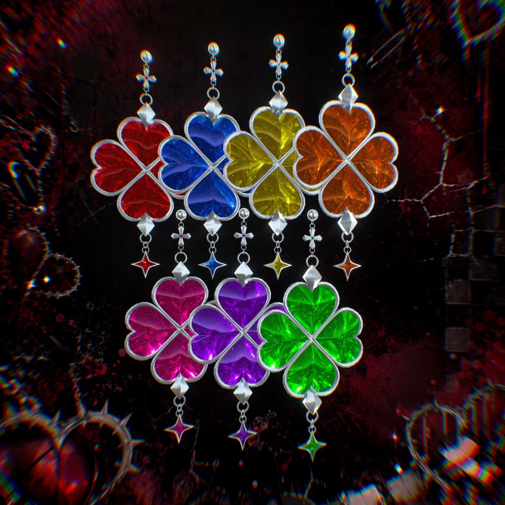 【期間限定無料配布】Clover pierced earrings【VRC向けAccessory】