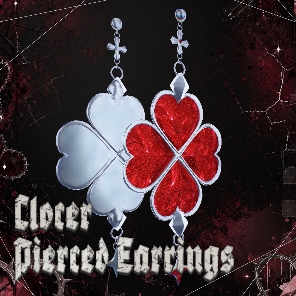 【期間限定無料配布】Clover pierced earrings【VRC向けAccessory】