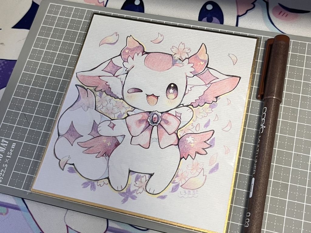 色鉛筆ミニ色紙桜ラズちゃん