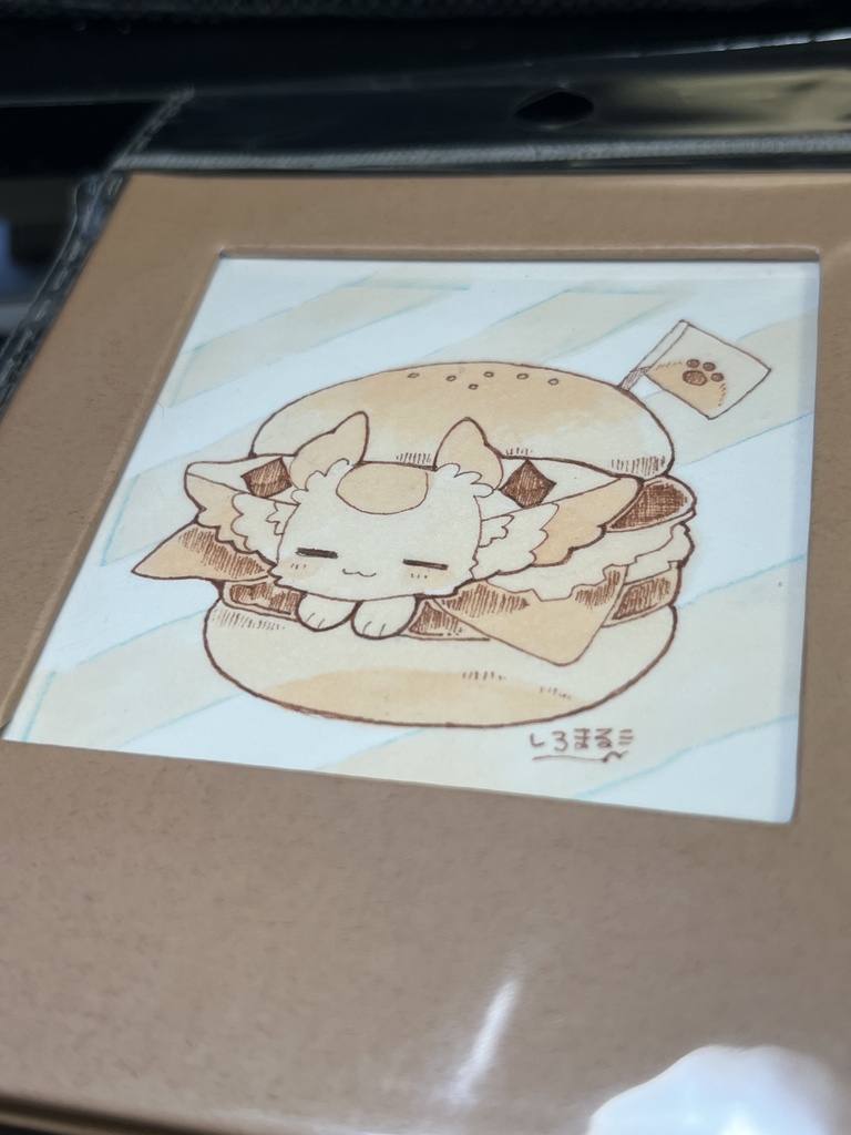こんがりハンバーガーのミニ原画（マグネットフレームつき）