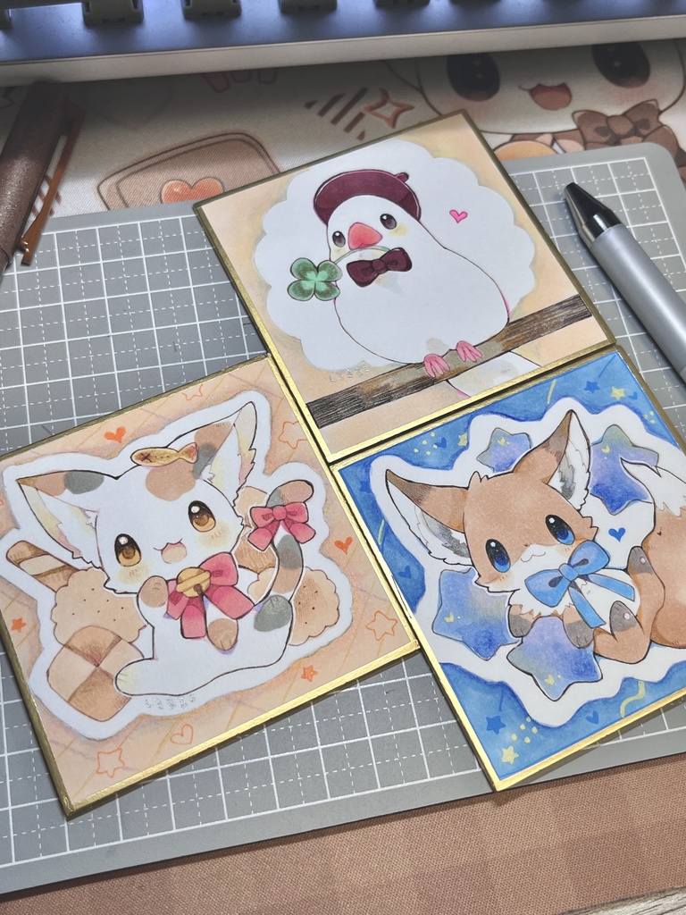 もふもふ豆色紙３枚