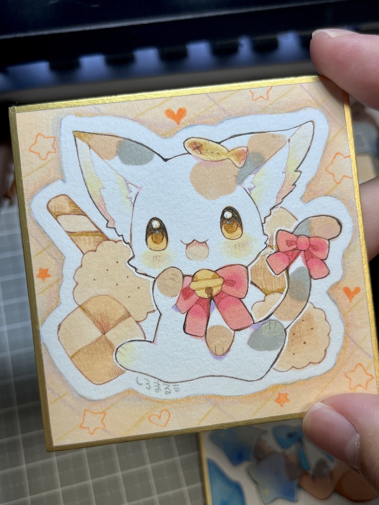 もふもふ豆色紙3枚