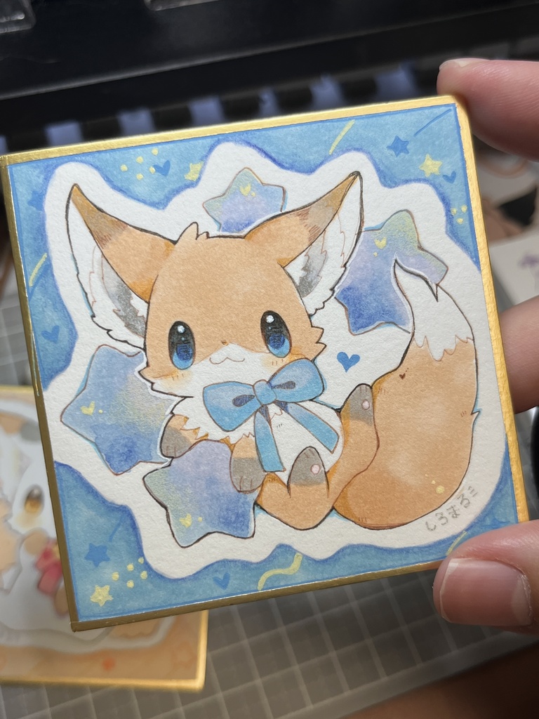 もふもふ豆色紙3枚