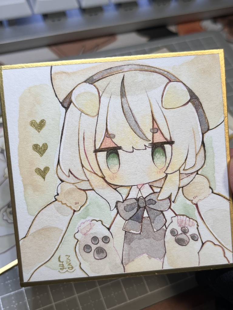 オリジナルしろくま帽さん豆色紙