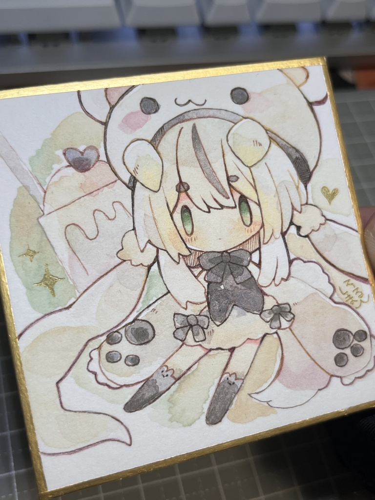 オリジナルしろくま帽さん豆色紙