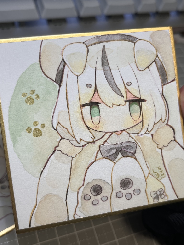 オリジナルしろくま帽さん豆色紙