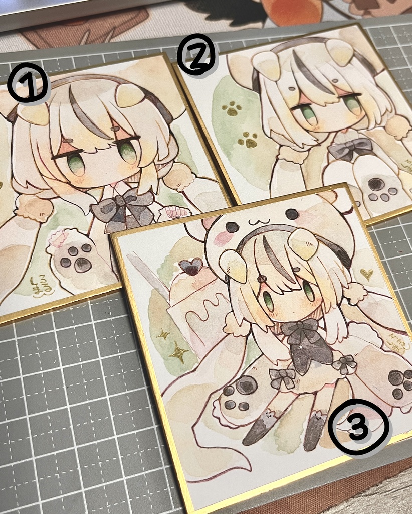 オリジナルしろくま帽さん豆色紙