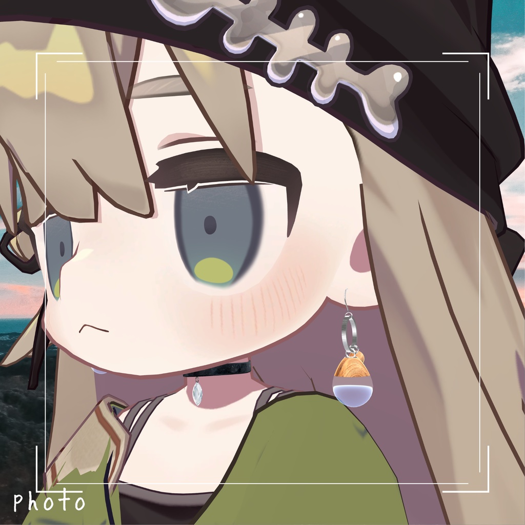 木目と透明感のピアス