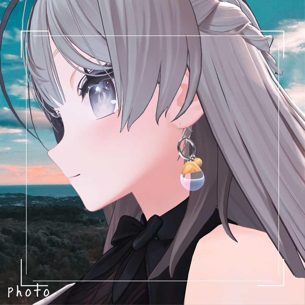 木目と透明感のピアス