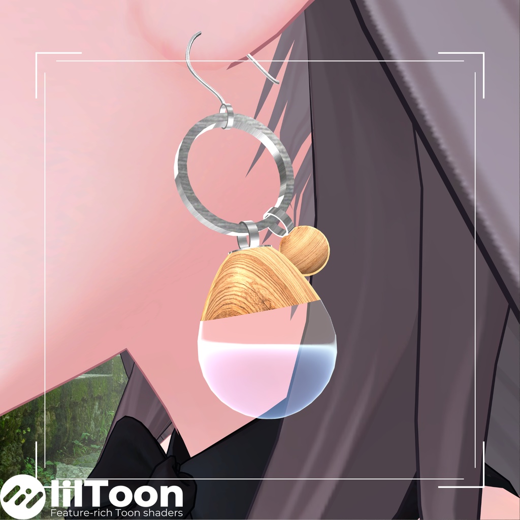 木目と透明感のピアス