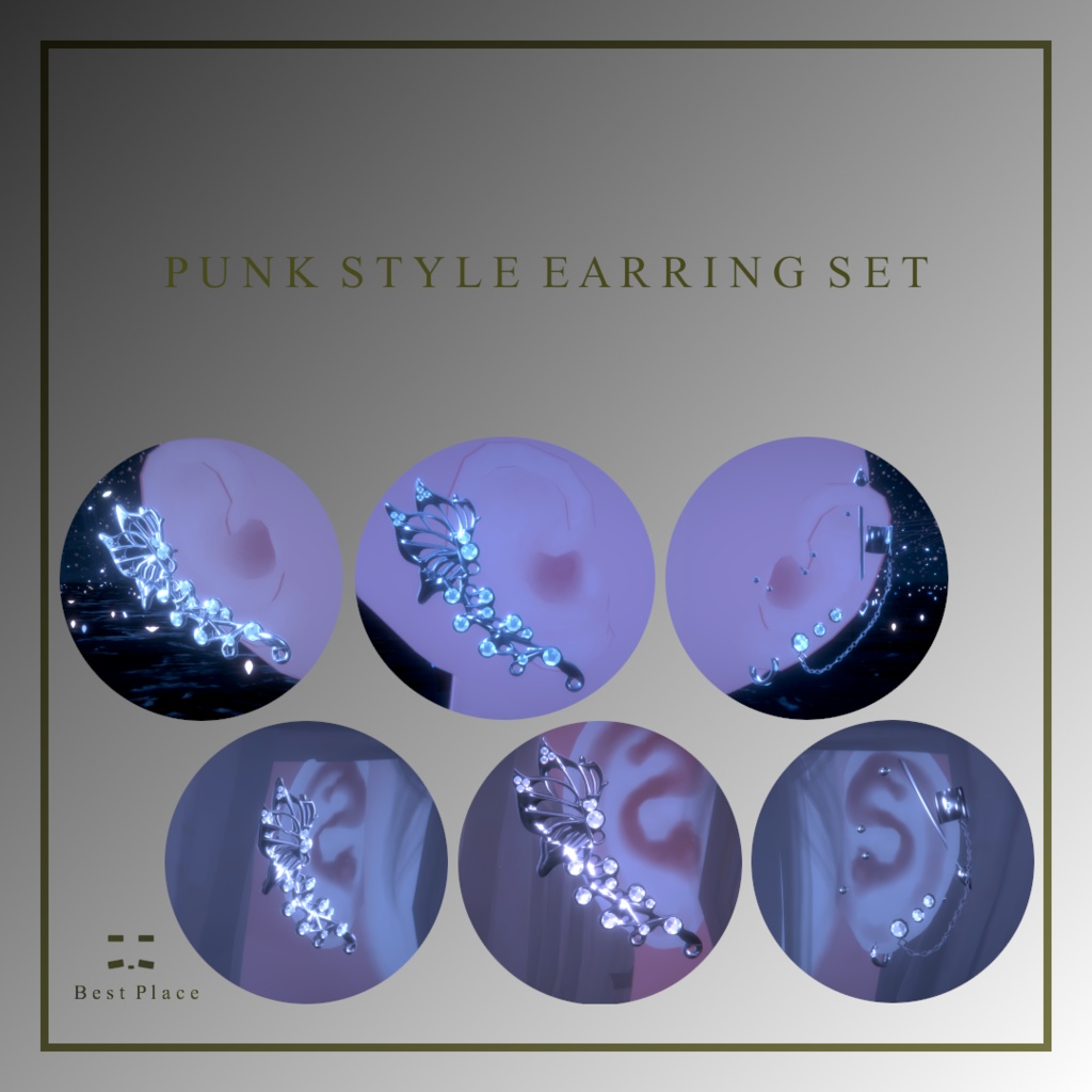 💎VRChat accessory💎 Punk style earring set【8Color×8Color MA 16Avatar対応】