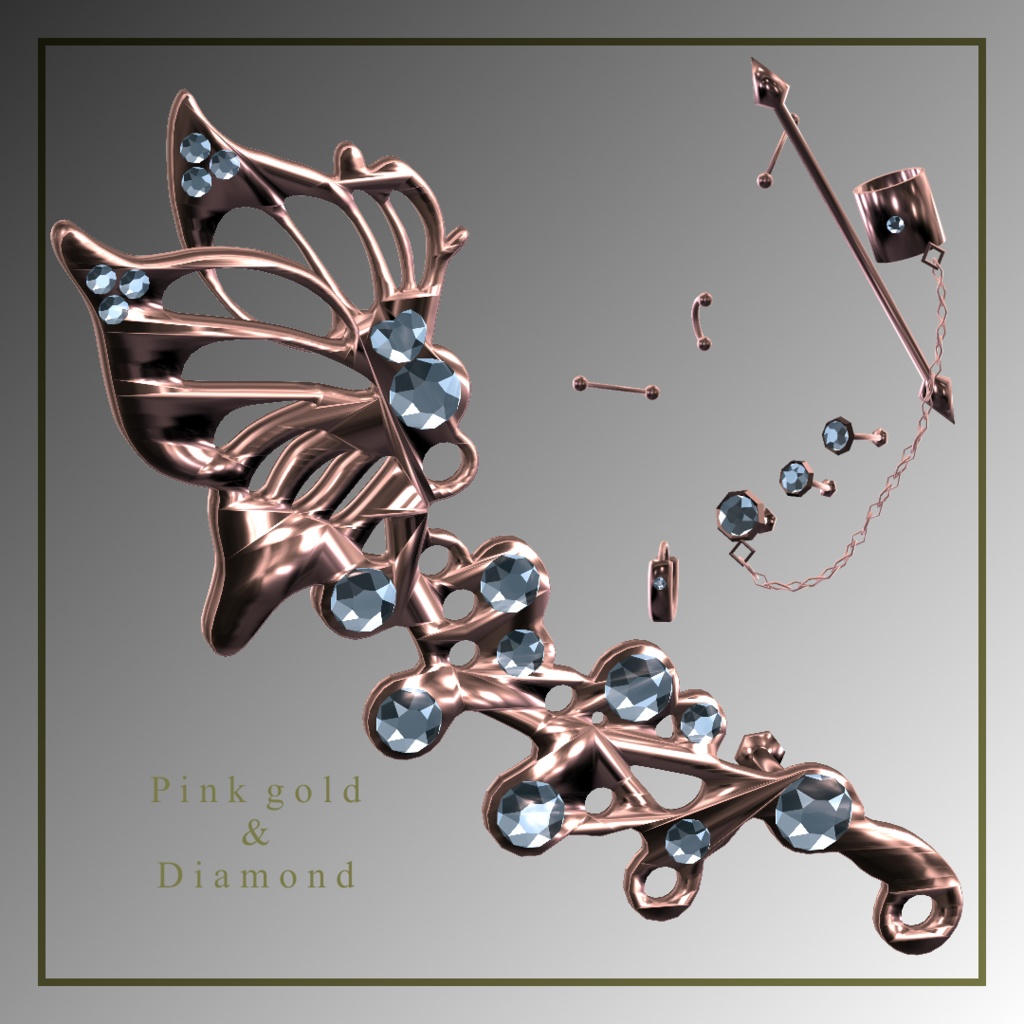 💎VRChat accessory💎 Punk style earring set【8Color×8Color MA 16Avatar対応】