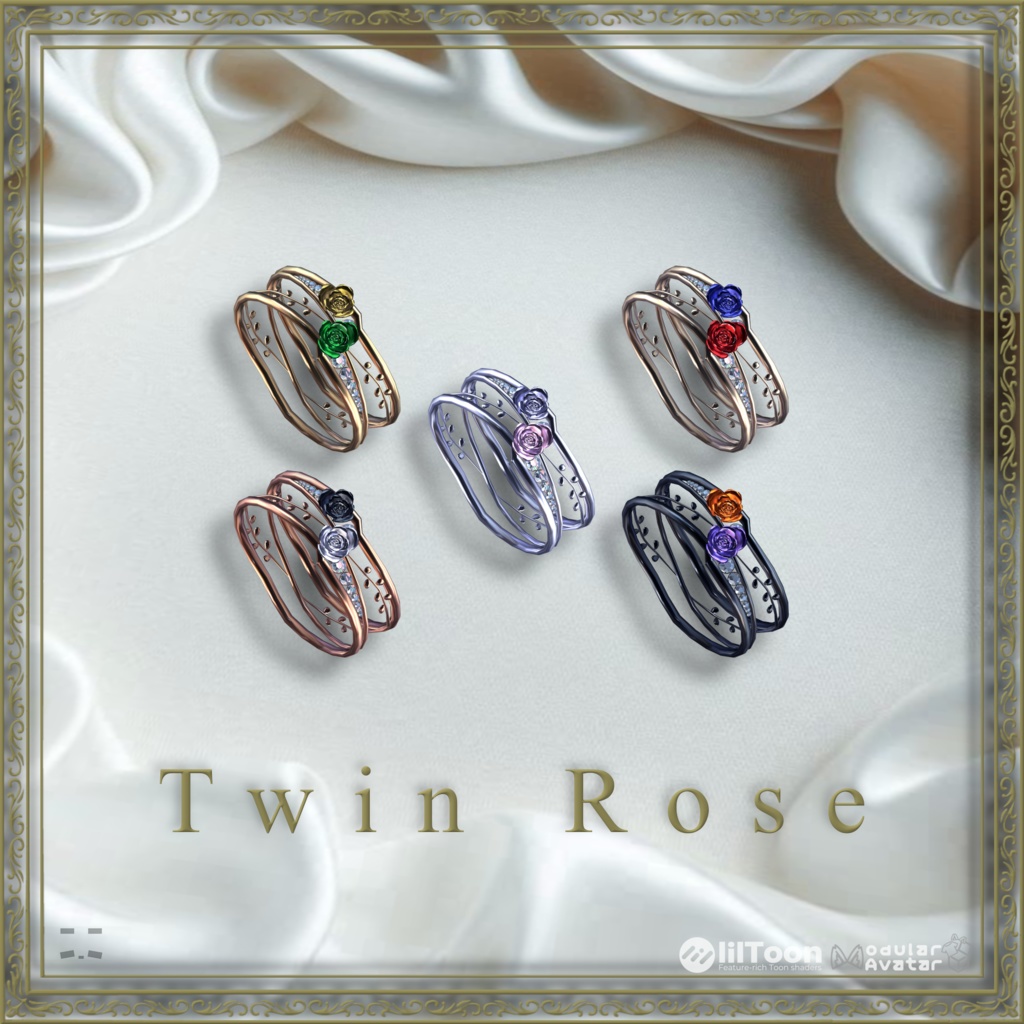 💍VRChat accessory💍 🌹Twin Rose🌹【10Color×5Color 20Avatar対応】