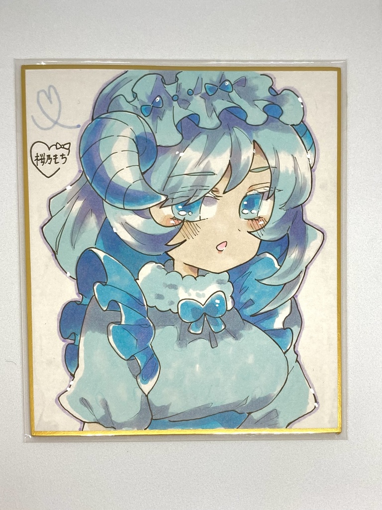 ミニ色紙原画「ツノっ子メイドちゃん」