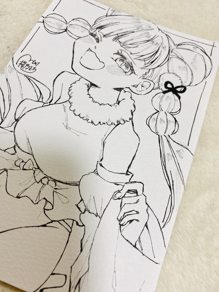 🎀ポストカードサイズ原画「和風っ子」🎀