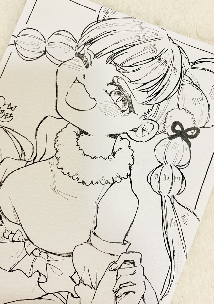 🎀ポストカードサイズ原画「和風っ子」🎀