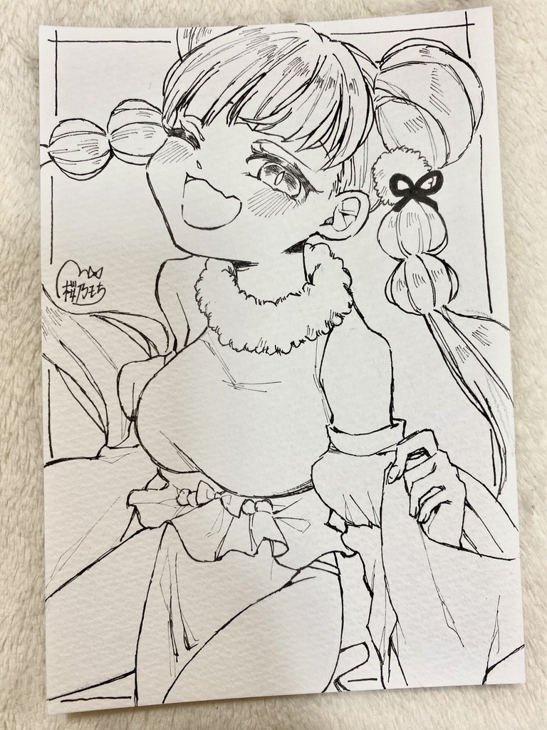 🎀ポストカードサイズ原画「和風っ子」🎀