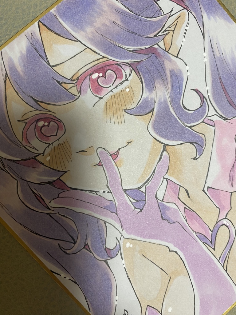 アナログ色紙「サキュバスちゃん😈」