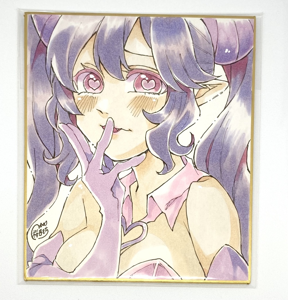 アナログ色紙「サキュバスちゃん😈」