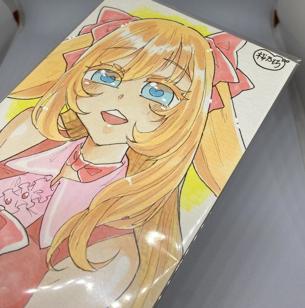 ポストカードサイズ原画「タレ耳っ子🎀」