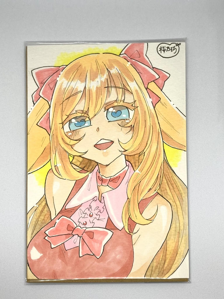 ポストカードサイズ原画「タレ耳っ子🎀」