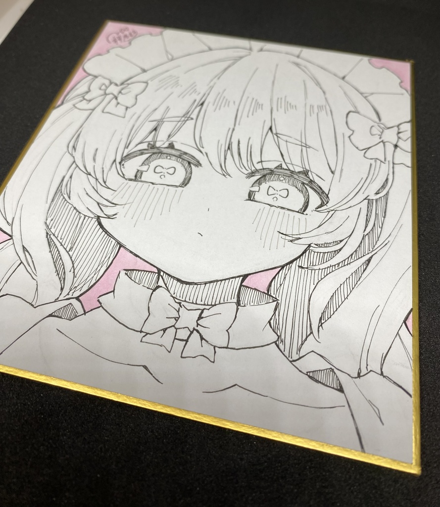 ピンクメイドさん|白黒単色カラー原画