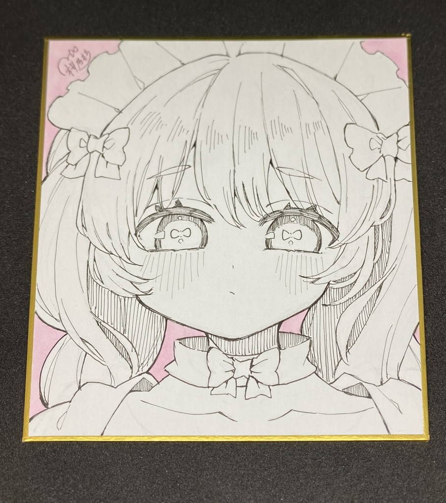 アナログ色紙「ピンクメイドさん🎀」